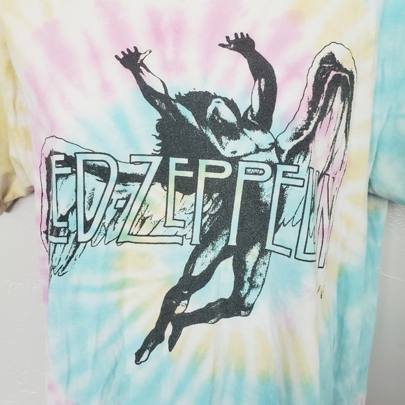 Daydreamer Led Zeppelin Tie Dye Short Sleeve T-shirt Band Tee Pink Yellow Blue - Picture 5 of 8